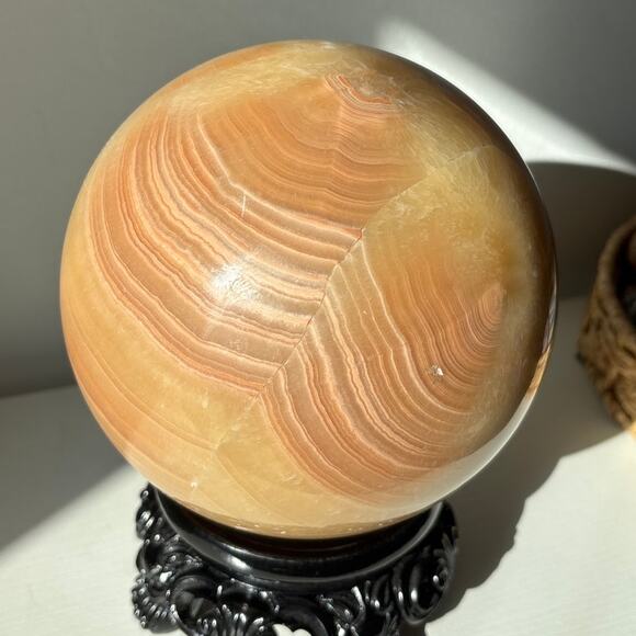 Massive 4" Orange Calcite Sphere – 7+ Pounds of Natural Beauty - Picture 5 of 8